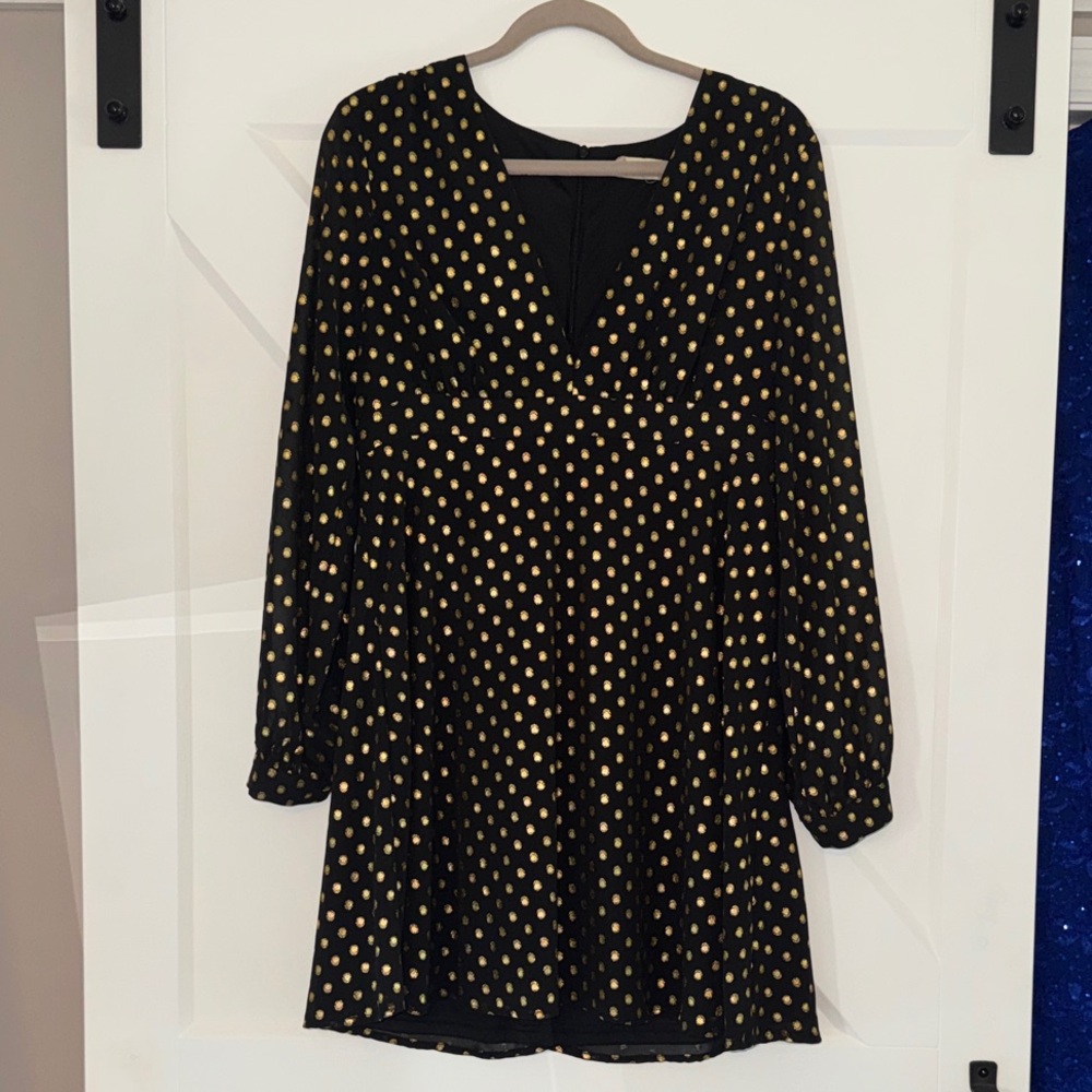 Altar'd State Black and Gold Long Sleeve Dress